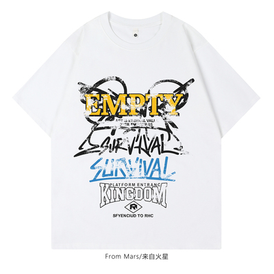 普普通通宽松洗水圆领短袖T恤BF