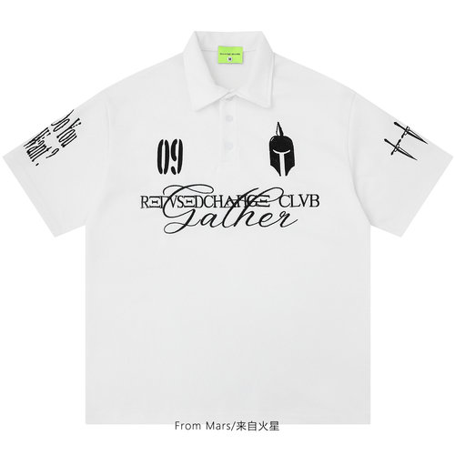 痞帅字母宽松夏季POLO衫短袖T恤