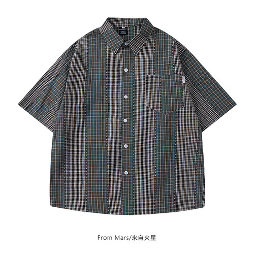 翻领夏季个性宽松短袖衬衫