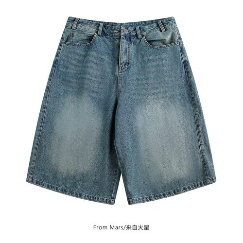 夏季阔腿直筒牛仔宽松七分裤潮