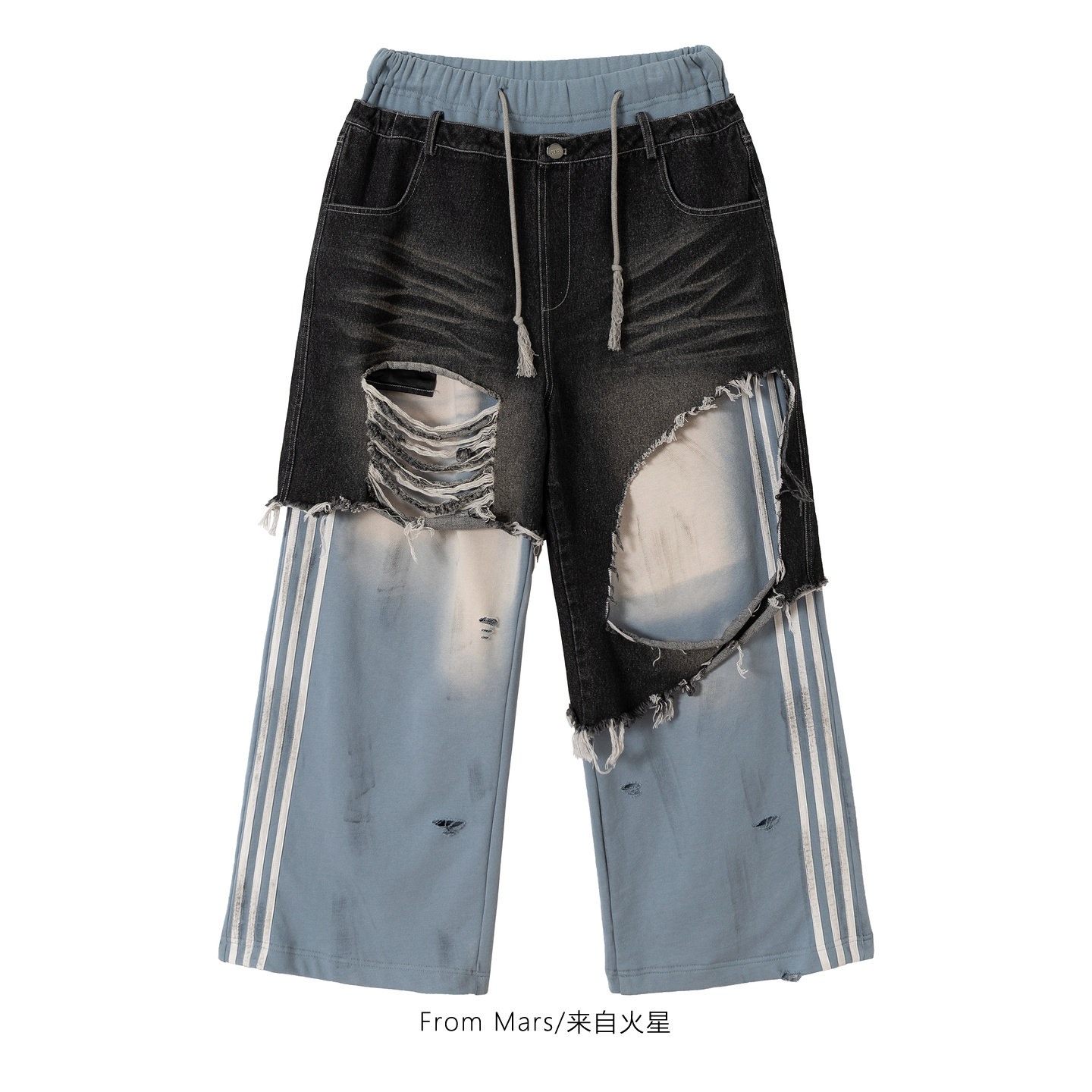 闷闷不乐拼接运动休闲裤男女