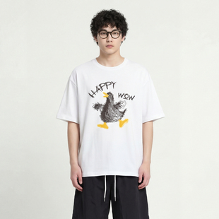From Mars Hand-painted penguin printed short-sleeved T-shirt