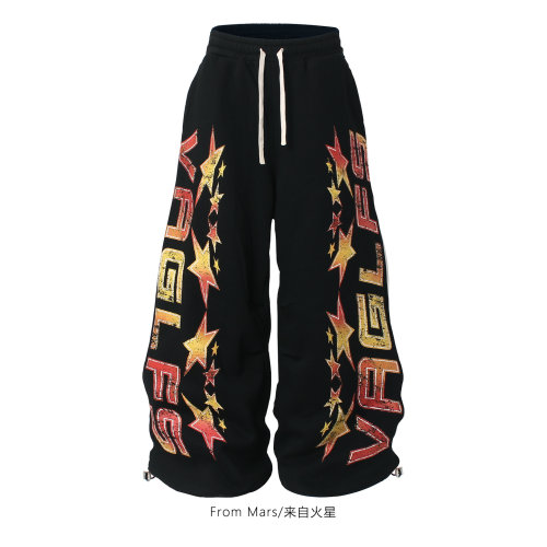 无所事事星星印花加绒休闲卫裤