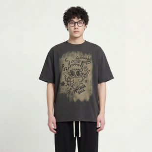 FromMars Clear and eye-catching gradient loose short sleeves
