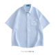 Mars温柔 风 日系简约纯色华夫格贴标衬衣宽松休闲短袖 From 衬衫