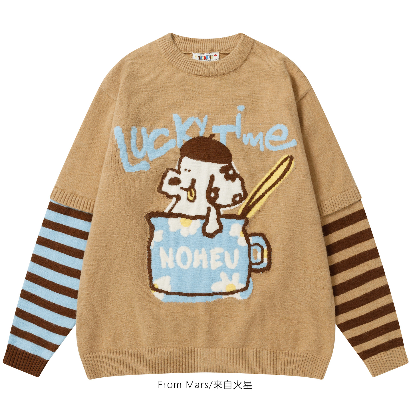 宽松套头拼接针织衫毛衣情侣