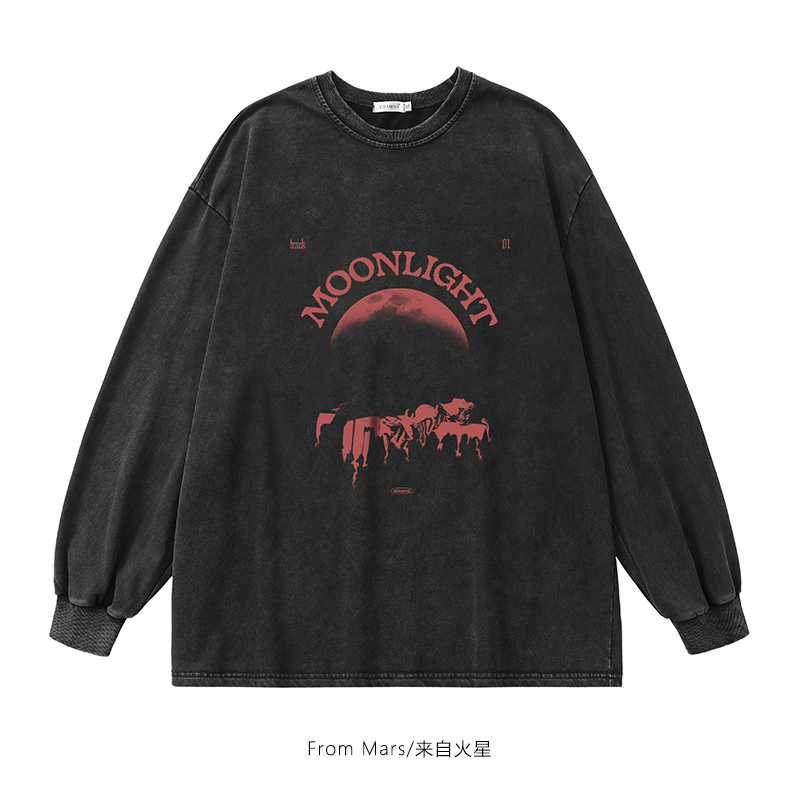 血色文字圆领卫衣套头休闲街头