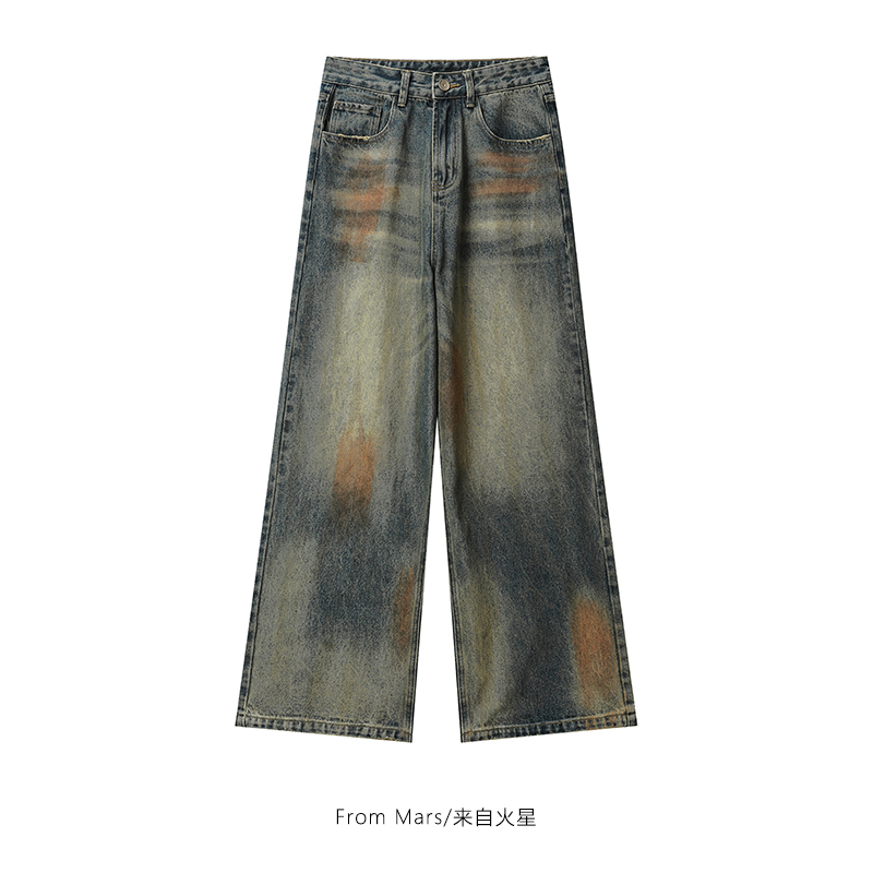 宽松百搭直筒阔腿男女牛仔裤