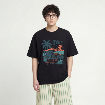 落日余晖男女宽松休闲短袖T恤BF