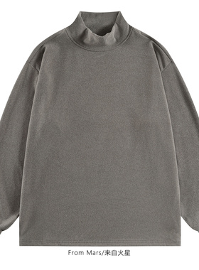 From Mars 别想太多 日系纯色半高领德绒保暖宽松长袖T恤打底衫潮