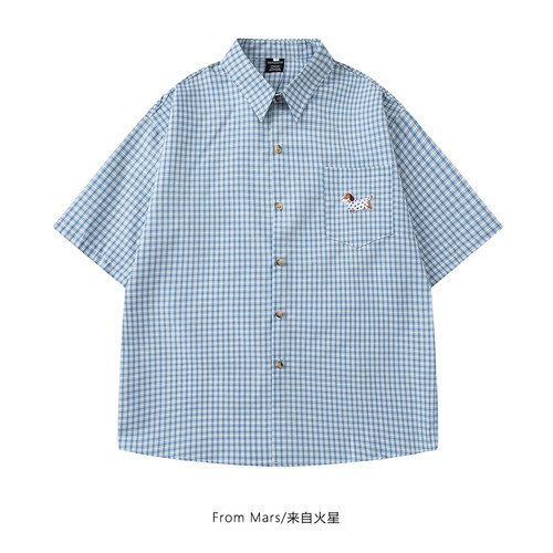 美休闲高街宽松格子衬衫