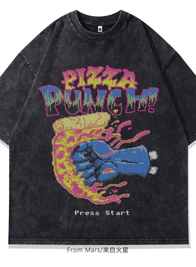 From Mars 男神主义 美式高街痞帅短袖潮牌男女夏宽松T恤黑色上衣