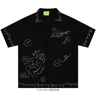 温柔重逢宽松古巴领短袖衬衫