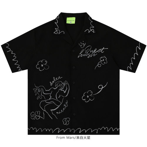 温柔重逢宽松古巴领短袖衬衫