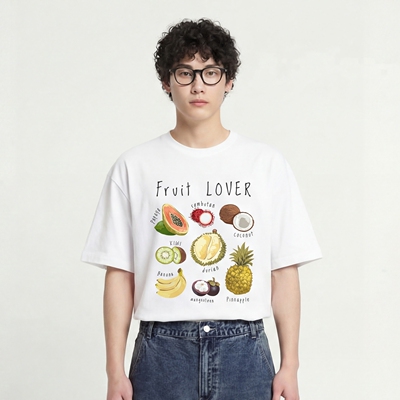 热带水果印花短袖T恤美式复古