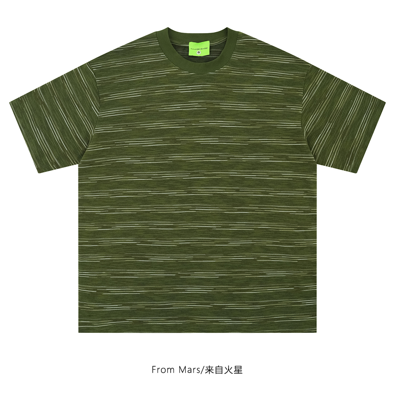 拼色条纹小众休闲圆领情侣夏季