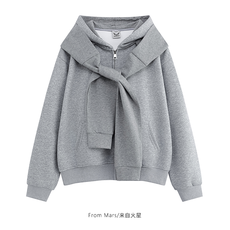 连帽拉链披肩运动宽松卫衣情侣