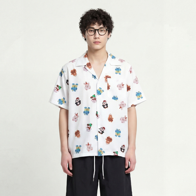 精致一天宽松古巴领短袖衬衫