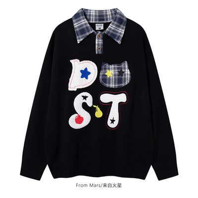 糟糕一天polo领慵懒休闲毛衣