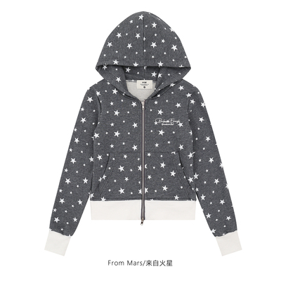 显瘦短款拉链休闲连帽卫衣外套
