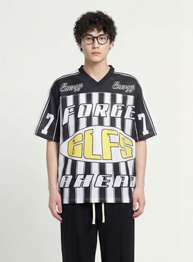 From Mars GLFS lettered jersey casual short-sleeved T-shirt