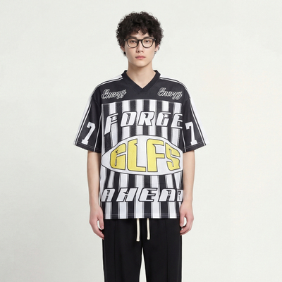 GLFS字母球衣短袖高街风V领网眼