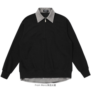 复古潮牌ins假两件拼接宽松休闲男女卫衣百搭 比起过往 From Mars