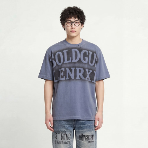 晕染大字母oversize男女短袖T恤