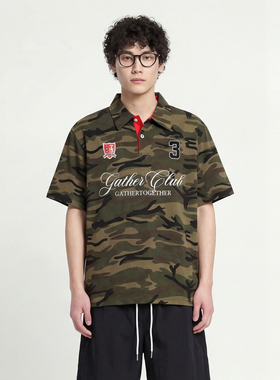 From Mars Camouflage World Letter Embroidery Polo Shirt T