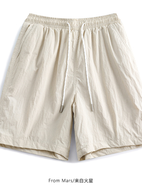 From Mars 失去温度 美式设计感街头宽松夏季抽绳运动阔腿短裤ins