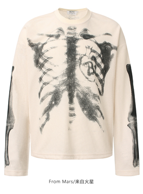 From Mars 罕见骷髅 美式高街创意印花嘻哈情侣宽松长袖T恤休闲BF