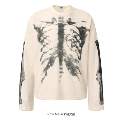 印花嘻哈情侣宽松长袖T恤休闲BF