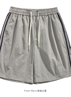 From Mars 无影无踪 美式ins潮牌条纹抽绳运动短裤男宽松百搭裤子