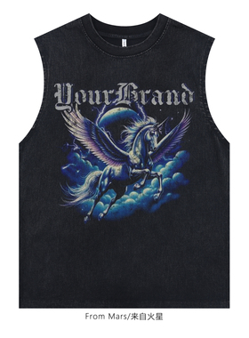 From Mars 疯傲的未来 黑色短袖男女美式复古夏T恤痞帅潮印花宽松