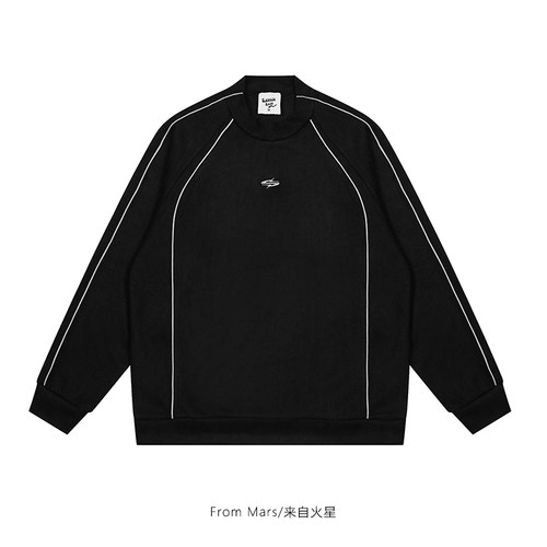 日系潮牌复古反光条卫衣