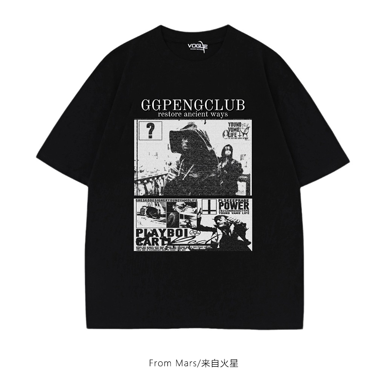 oversize印花图案宽松短袖T恤衫