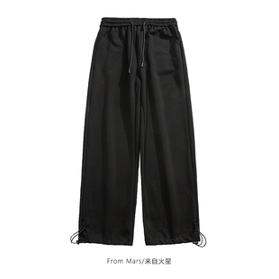 子男女宽松百搭长裤 From 潮牌简约纯色抽绳运动裤 缓慢运行 Mars