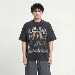 From Mars Fuzzy memory round-collar short-sleeve T-shirt