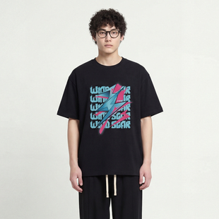 From Mars WIND STAR overprinted short-sleeved loose T-shirt