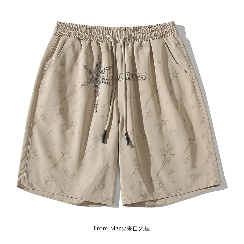 from mars 星星好多颗 潮牌设计感夜光效果印花宽松五分运动短裤