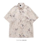 衬衫 From 国风潮牌夏季 印花休闲宽松百搭男女短袖 Mars 一支玫瑰