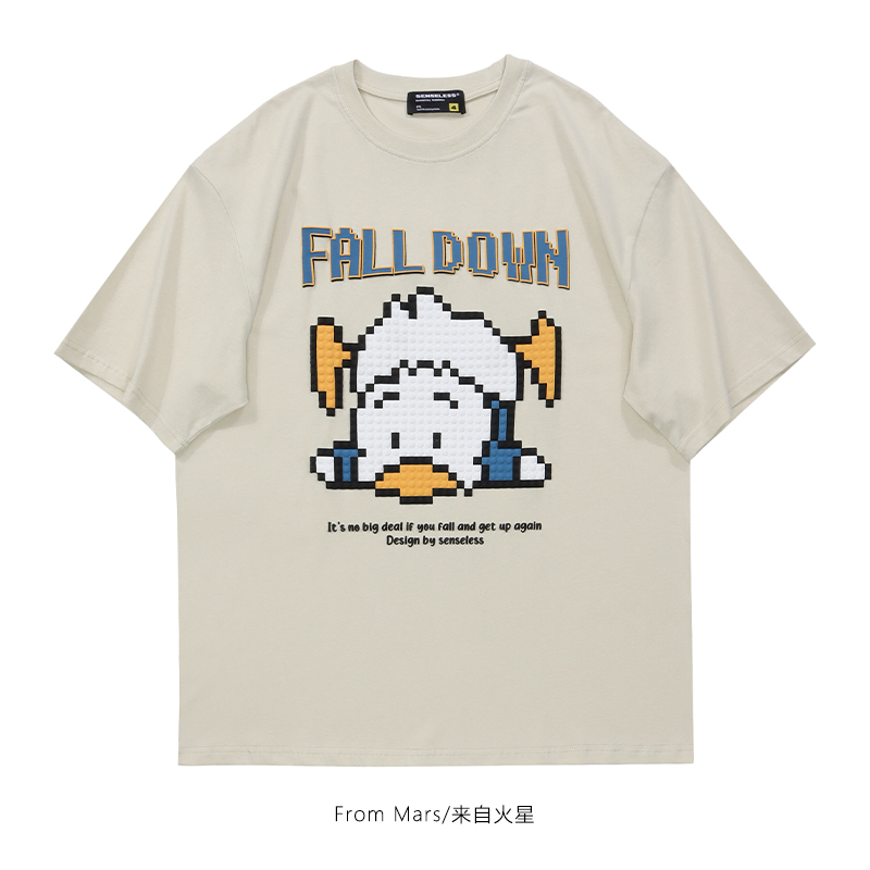 from mars 摔倒了鸭 日系趣味卡通小鸭子潮牌休闲百搭设计感情侣