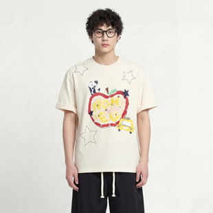 FromMars Harvest full of apple printed short-sleeved T-shirt