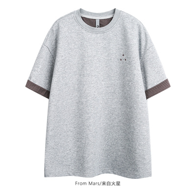 蓄谋已久拼接宽松休闲短袖T恤
