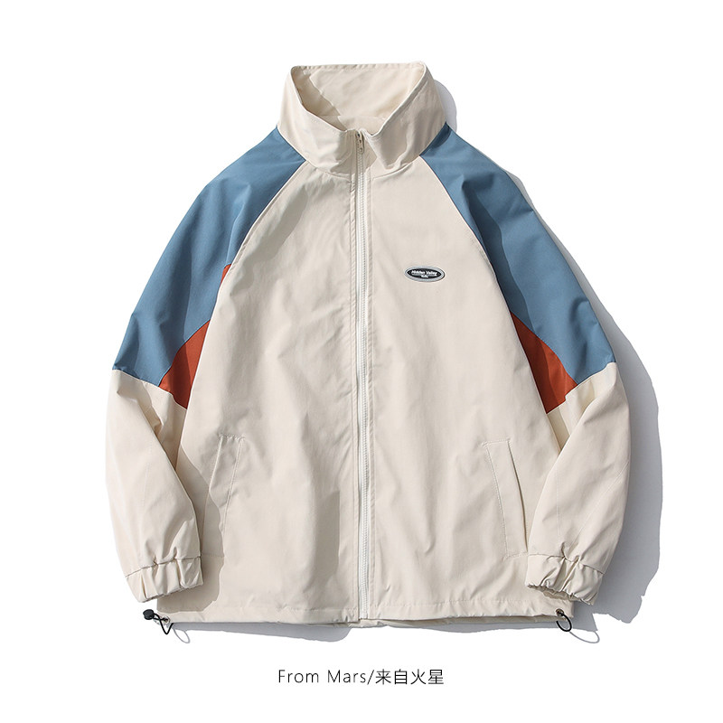 from mars 想回到过去 日系复古拼色国潮牌男女学院风情侣设计感