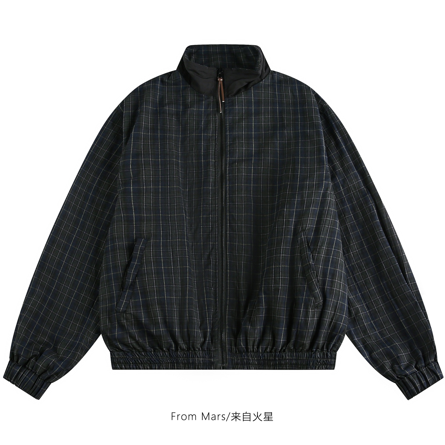 格子拼接双面穿宽松夹克外套