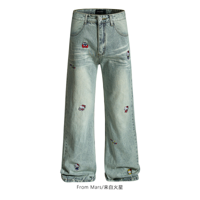 渐渐发现宽松直筒阔腿牛仔裤