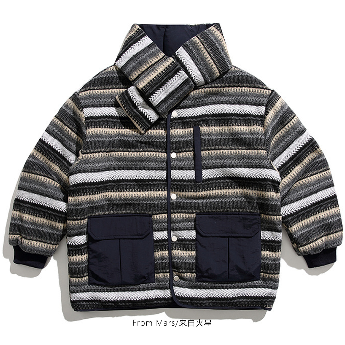 付出多少撞色加厚围巾棉衣外套