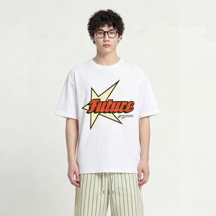 From Mars Contrasting five-pointed star loose T-shirt