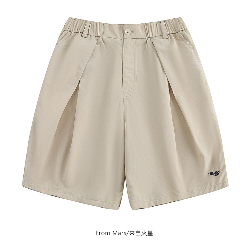 From Mars 自洽的路上 日系复古字母刺绣宽松休闲百搭阔腿短裤bf,男装,短裤,淘宝优惠券,粉丝福利购,淘宝优惠卷